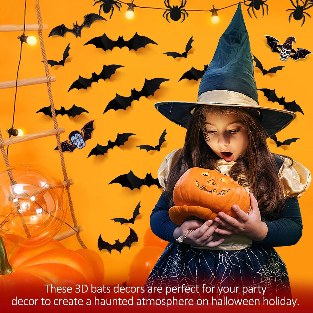 148PCS Halloween Bats Stickers Decor, 3D Bats Halloween Wall Decor for Halloween Decoration Indoor
