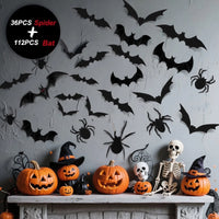 148PCS Halloween Bats Stickers Decor, 3D Bats Halloween Wall Decor for Halloween Decoration Indoor