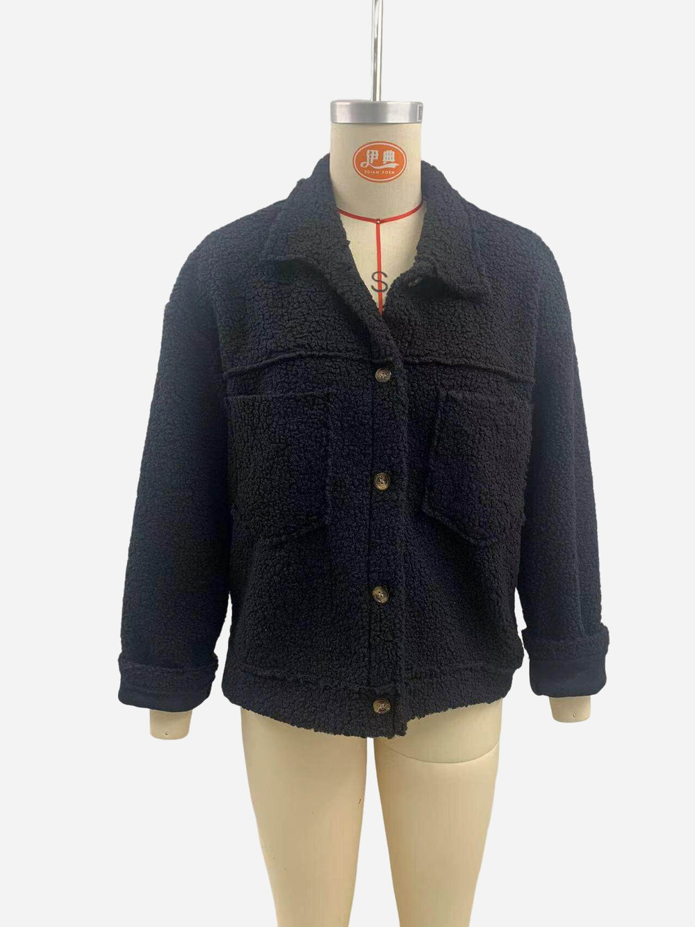 Cropped Lapel Single-Breasted Coat