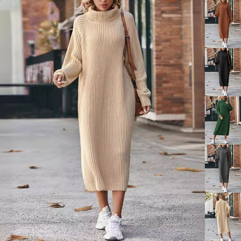 Loose Turtleneck Maxi Sweater Dress