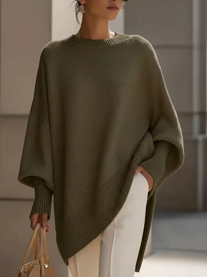 Chunky Knit Crew-Neck Pullover Sweater