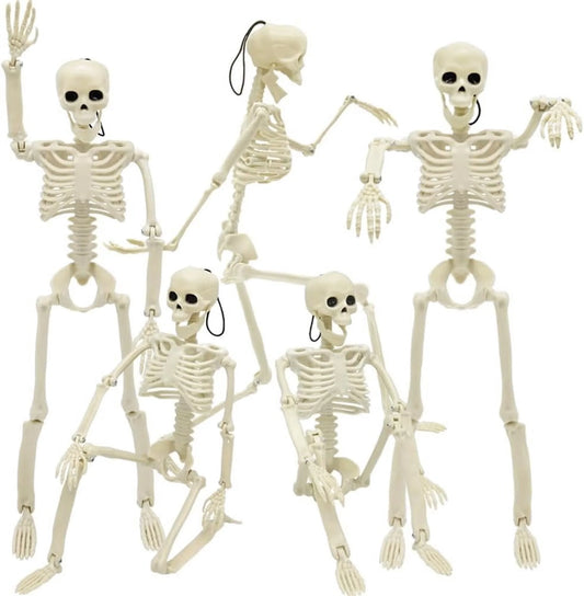 5Pcs Halloween Skeleton Decorations, Mini Posable Skeletons Halloween Decor for Halloween Decorations Indoor Outdoor