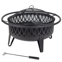 Modern Outdoor Metal Fire Pit Mesh Cover Fire Pit Ring Powder Coated 9999 BTU Portable Black Wood Burning for Backyard Garden