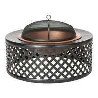 Modern Outdoor Metal Fire Pit Mesh Cover Fire Pit Ring Powder Coated 9999 BTU Portable Black Wood Burning for Backyard Garden