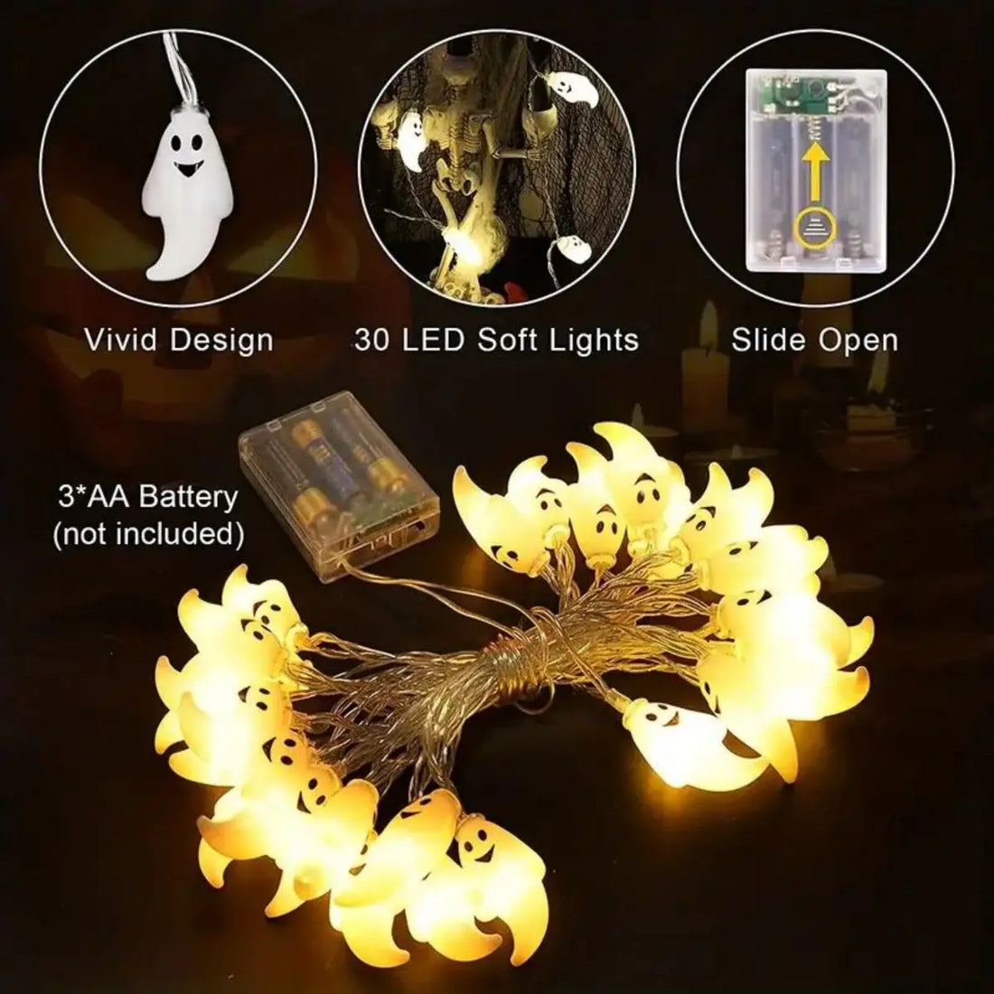 Ghost Halloween String Lights