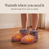 Heated foot warmer boots glowing with warmth – warmth where you need it, from toes to ankle