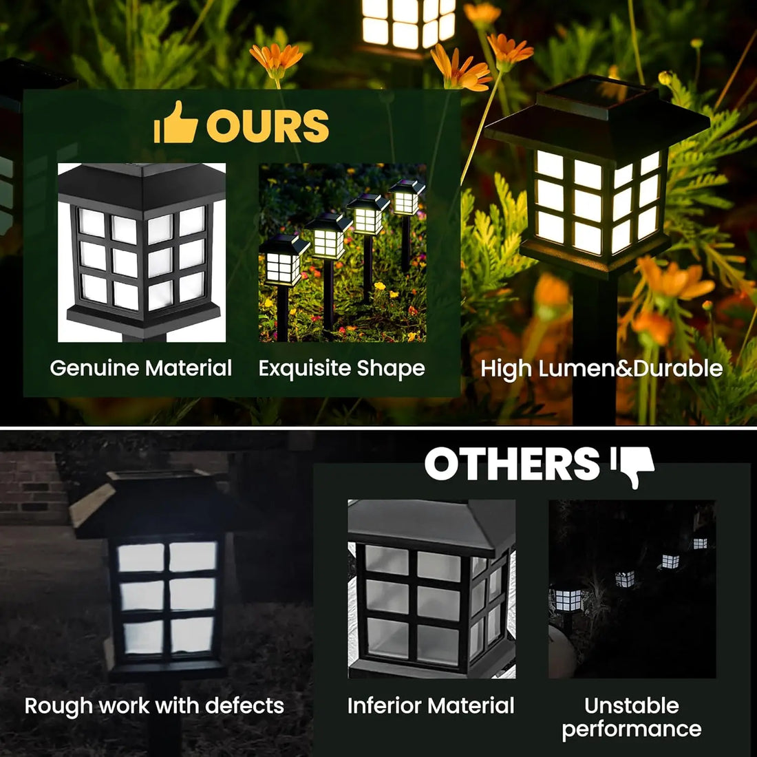 High Brightness 12 Pack LED Outdoor Waterproof Solar Lights, Maintain 10 Hours of Lighting Walkway Lights for Your Garden