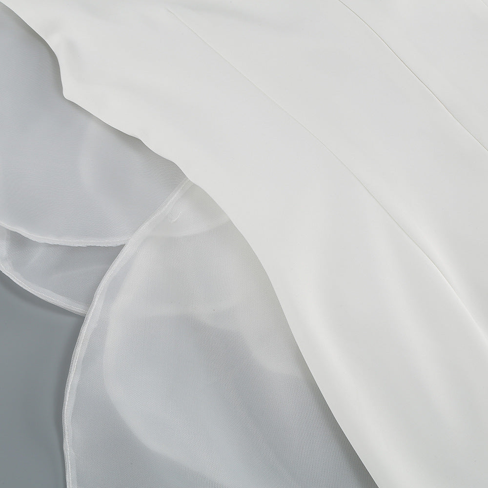 One-Shoulder White Floral Wedding Party Dress