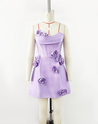White Rose Strapless Mini Dress