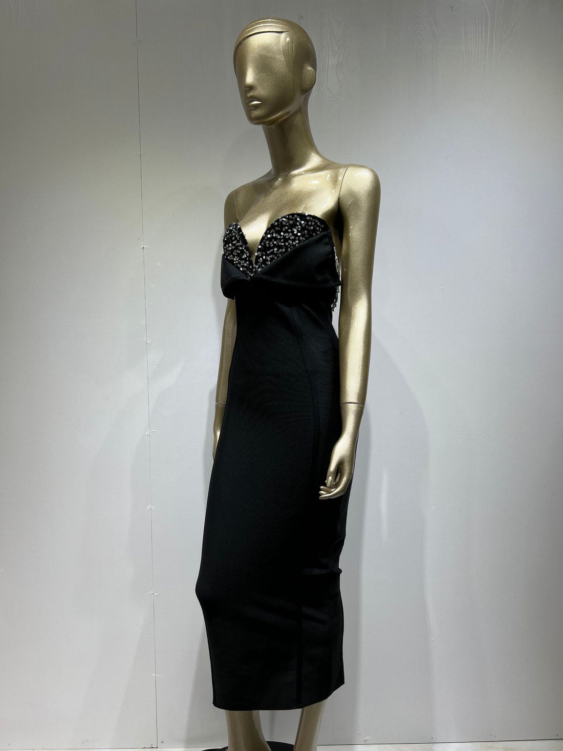 Black Sequin Tube Maxi Dress