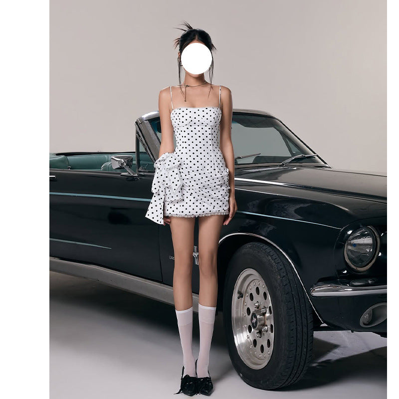 Polka Dot Side-Bow Mini Dress