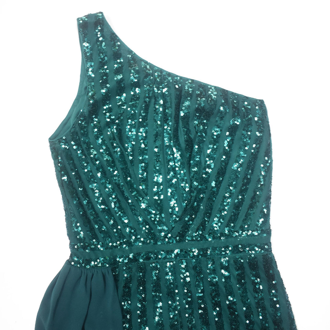 Emerald Sequin One-Shoulder Party Romper