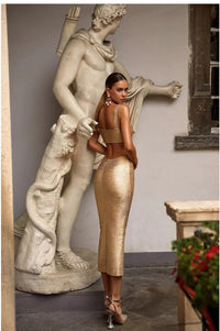 Bronzed Bandage Banquet Dress