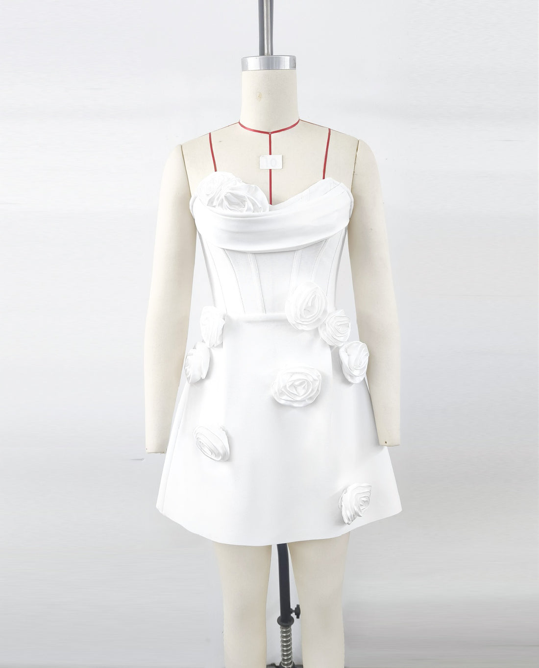 White Rose Strapless Mini Dress