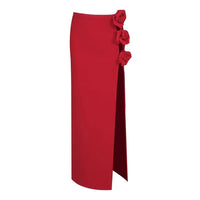 Red Rose High-Slit Maxi Skirt
