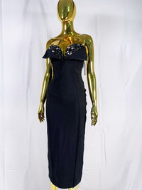 Black Sweetheart Bandage Midi Dress
