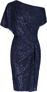 Blush One-Shoulder Sequin Cocktail Dress