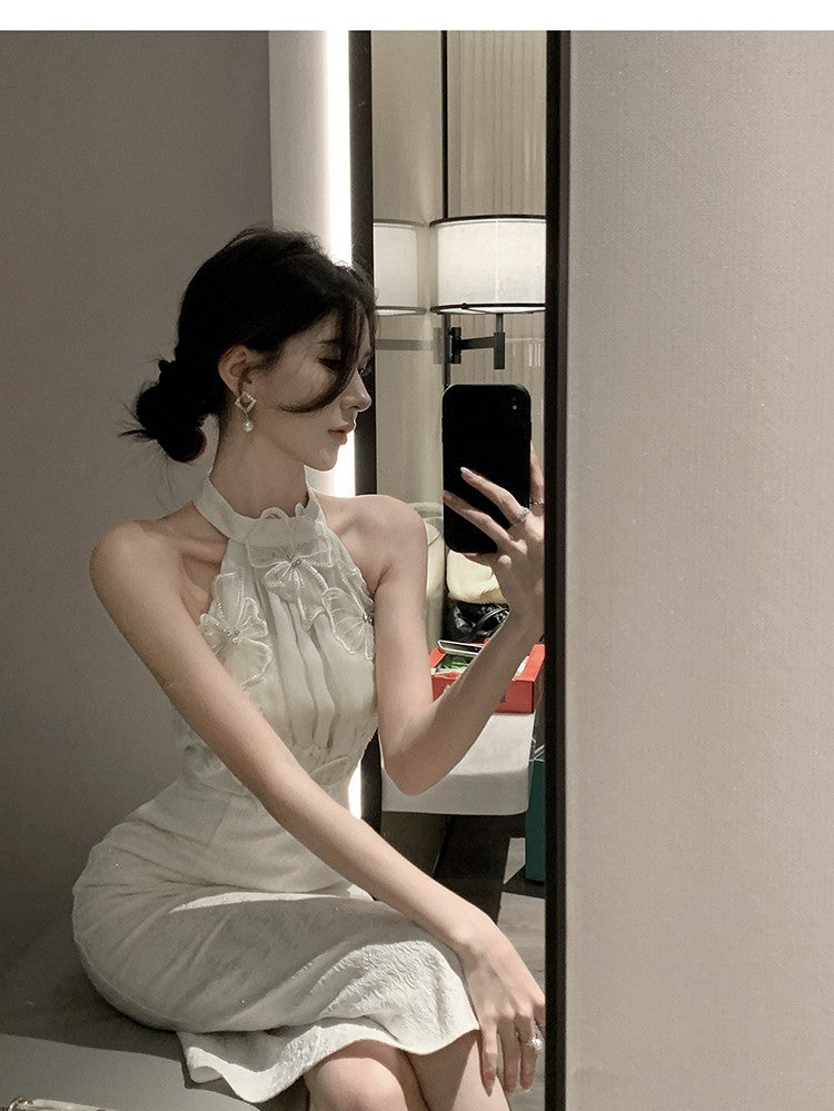 Halter Petal-Stitch Party Dress