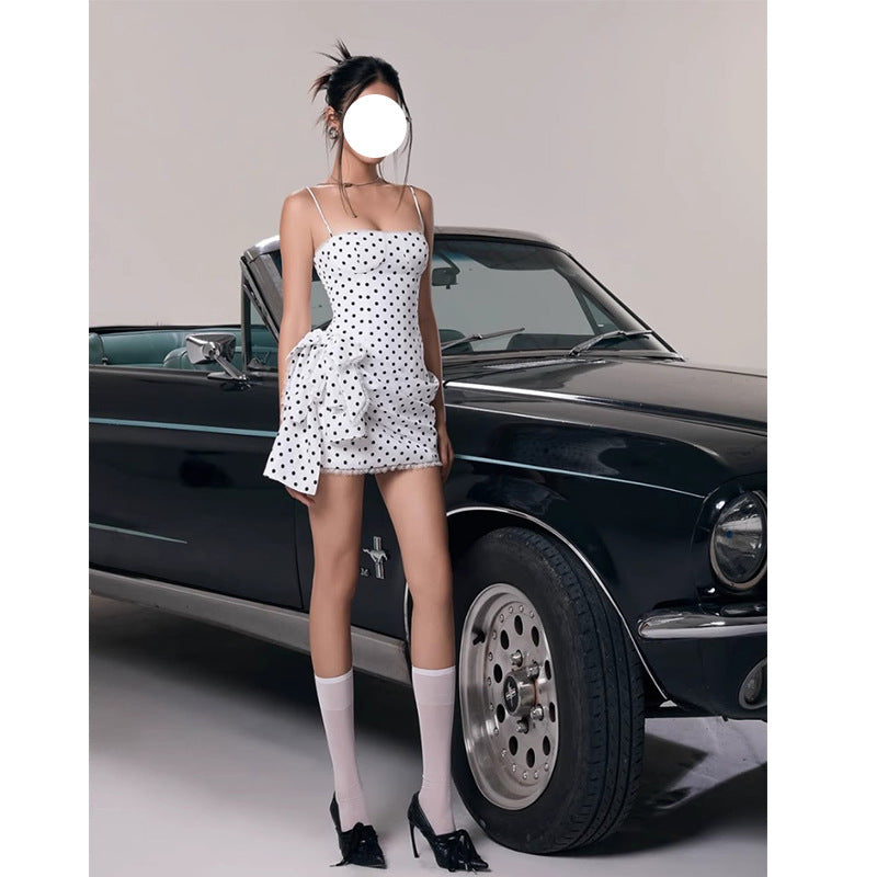 Polka Dot Side-Bow Mini Dress