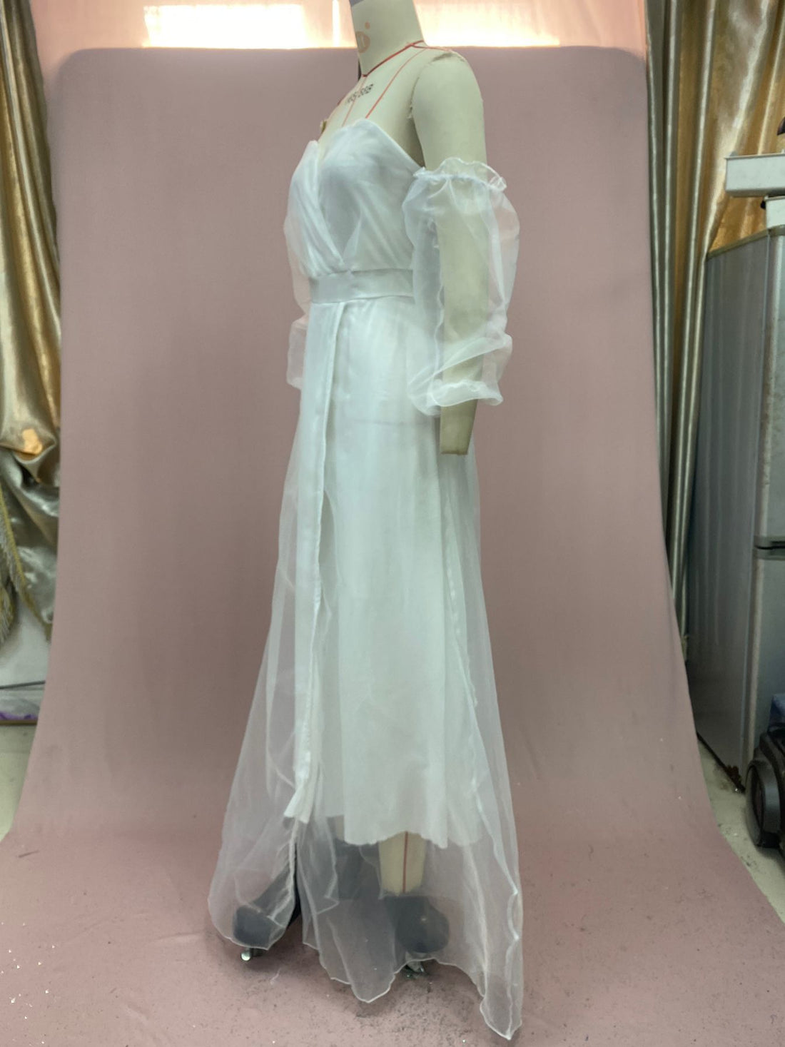 Long Sleeve Chiffon Mid-Waist Party Dress