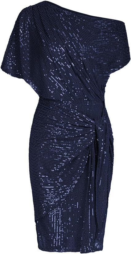 Blush One-Shoulder Sequin Cocktail Dress