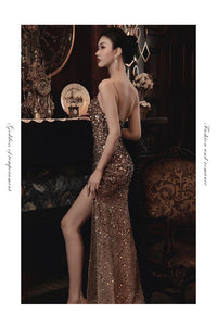 High-Slit Sling Celebrity Party Maxi Dress