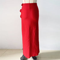 Red Rose High-Slit Maxi Skirt