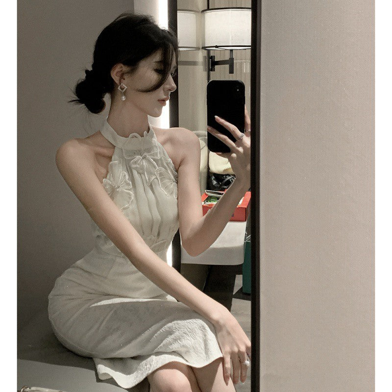 Halter Petal-Stitch Party Dress