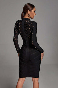 Mesh Long Sleeve Bandage Party Dress