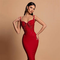 V-Neck Beaded Bandage Party Dress