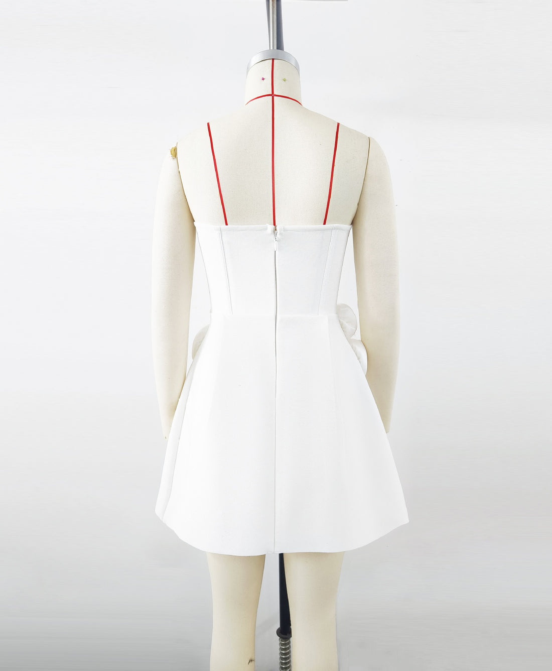 White Rose Strapless Mini Dress