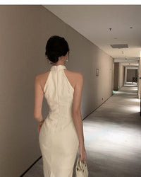 Halter Petal-Stitch Party Dress