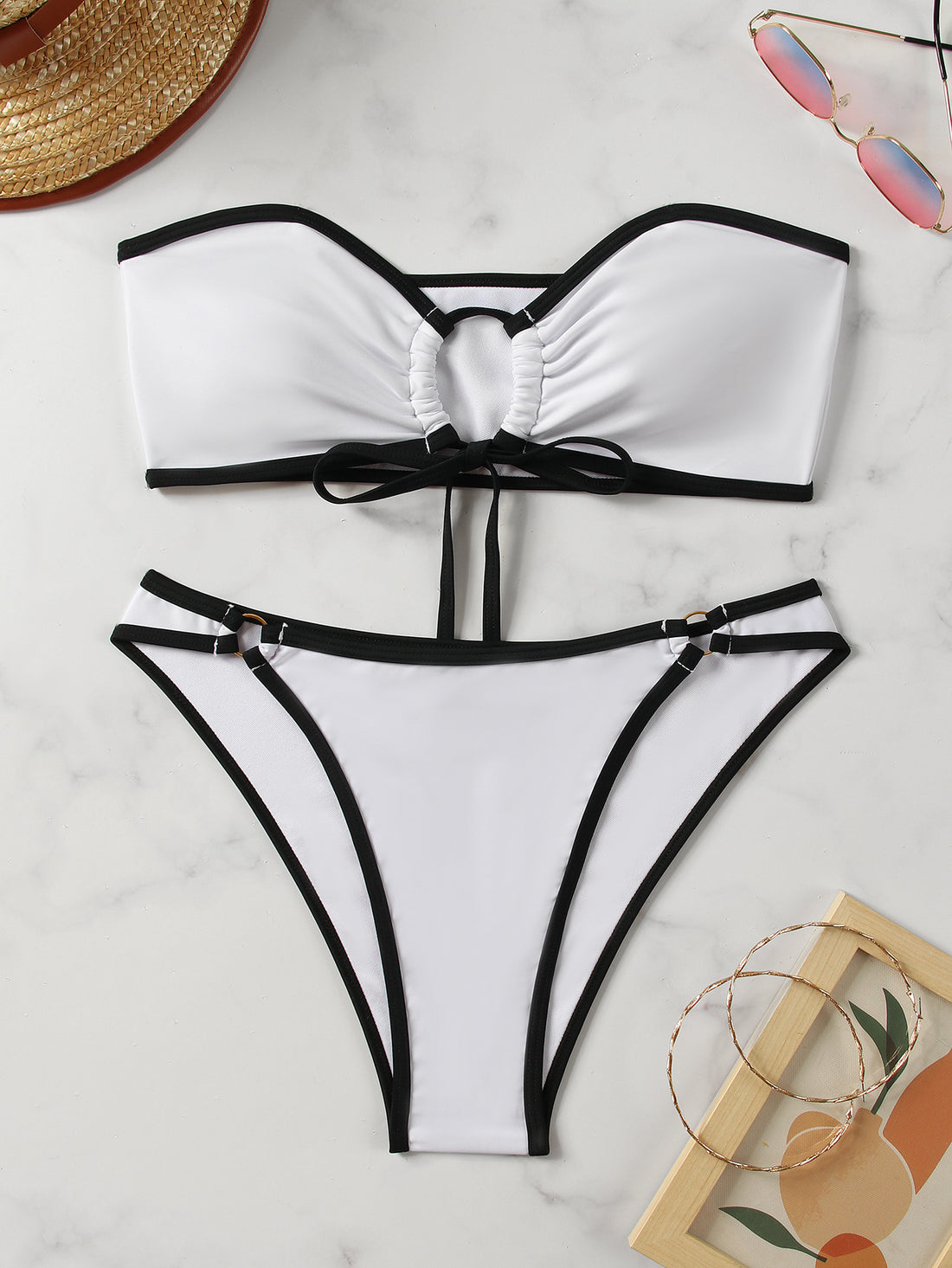 The Solid Bandeau Bikini Set