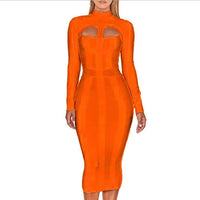 Cutout Long Sleeve Bandage Dress