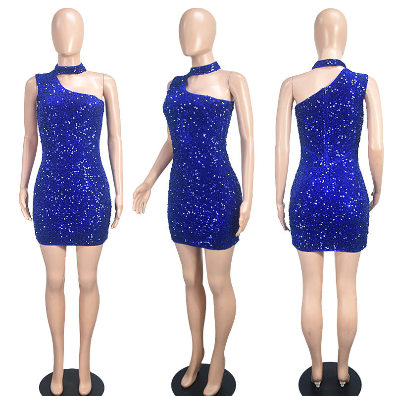 Halter Sequin Sheath Party Dress