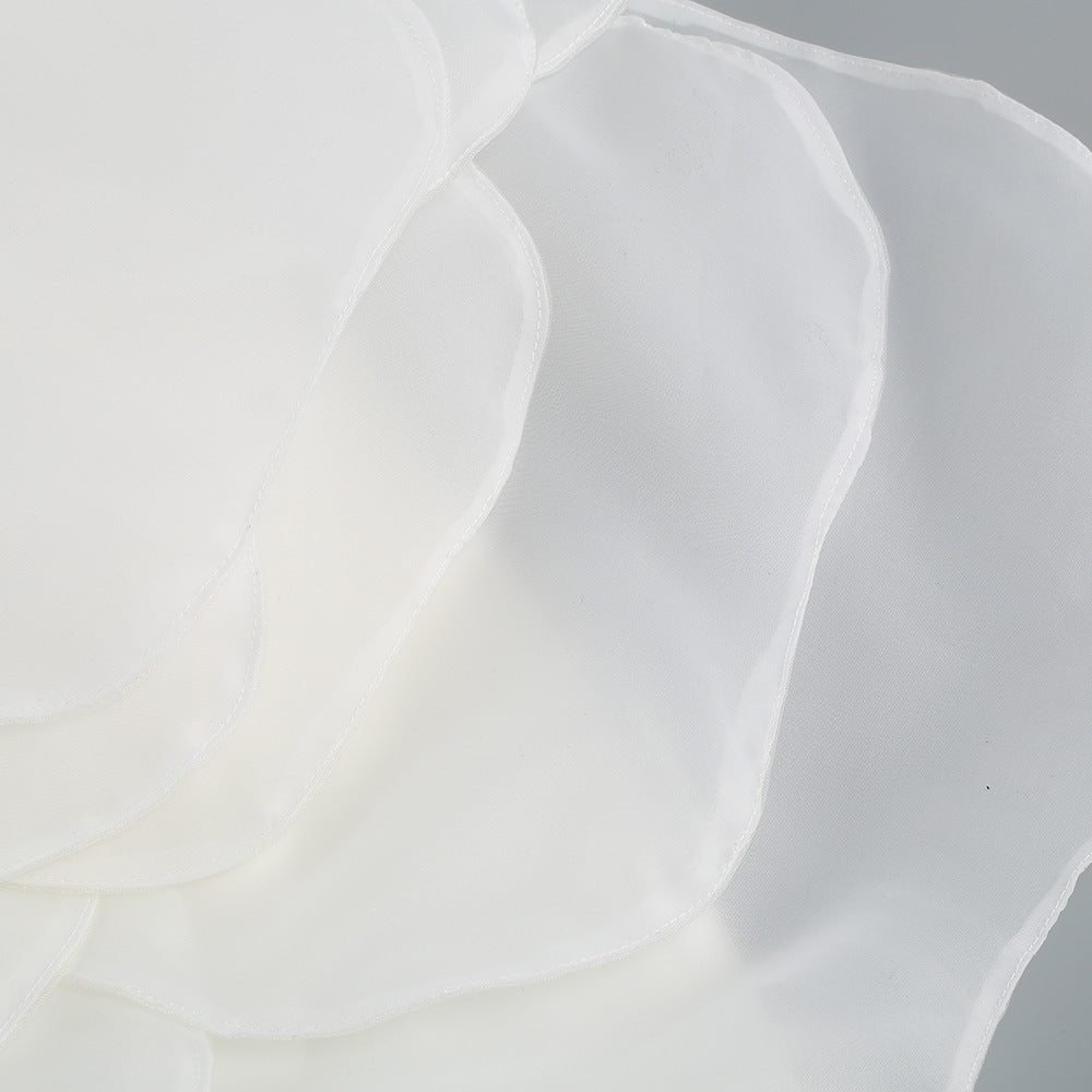 One-Shoulder White Floral Wedding Party Dress