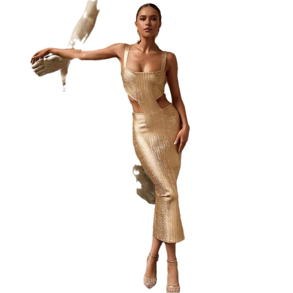 Bronzed Bandage Banquet Dress