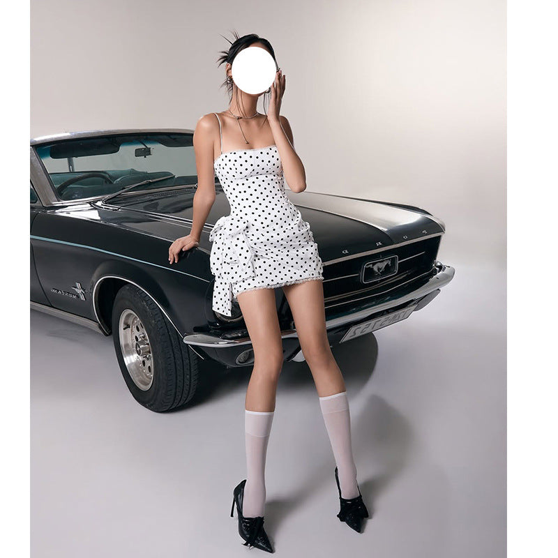 Polka Dot Side-Bow Mini Dress
