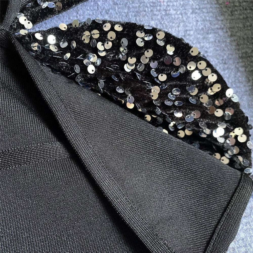 Black Sweetheart Bandage Midi Dress