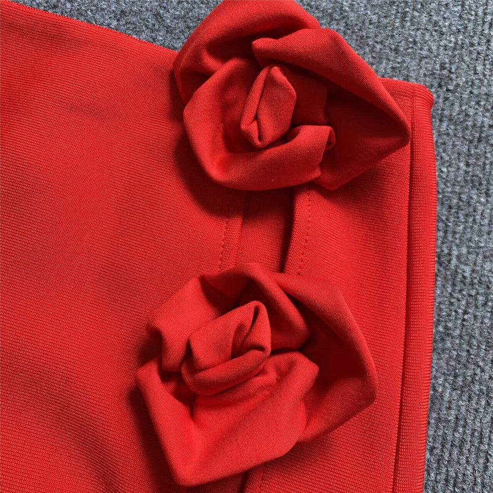 Red Rose High-Slit Maxi Skirt