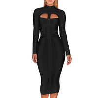 Cutout Long Sleeve Bandage Dress