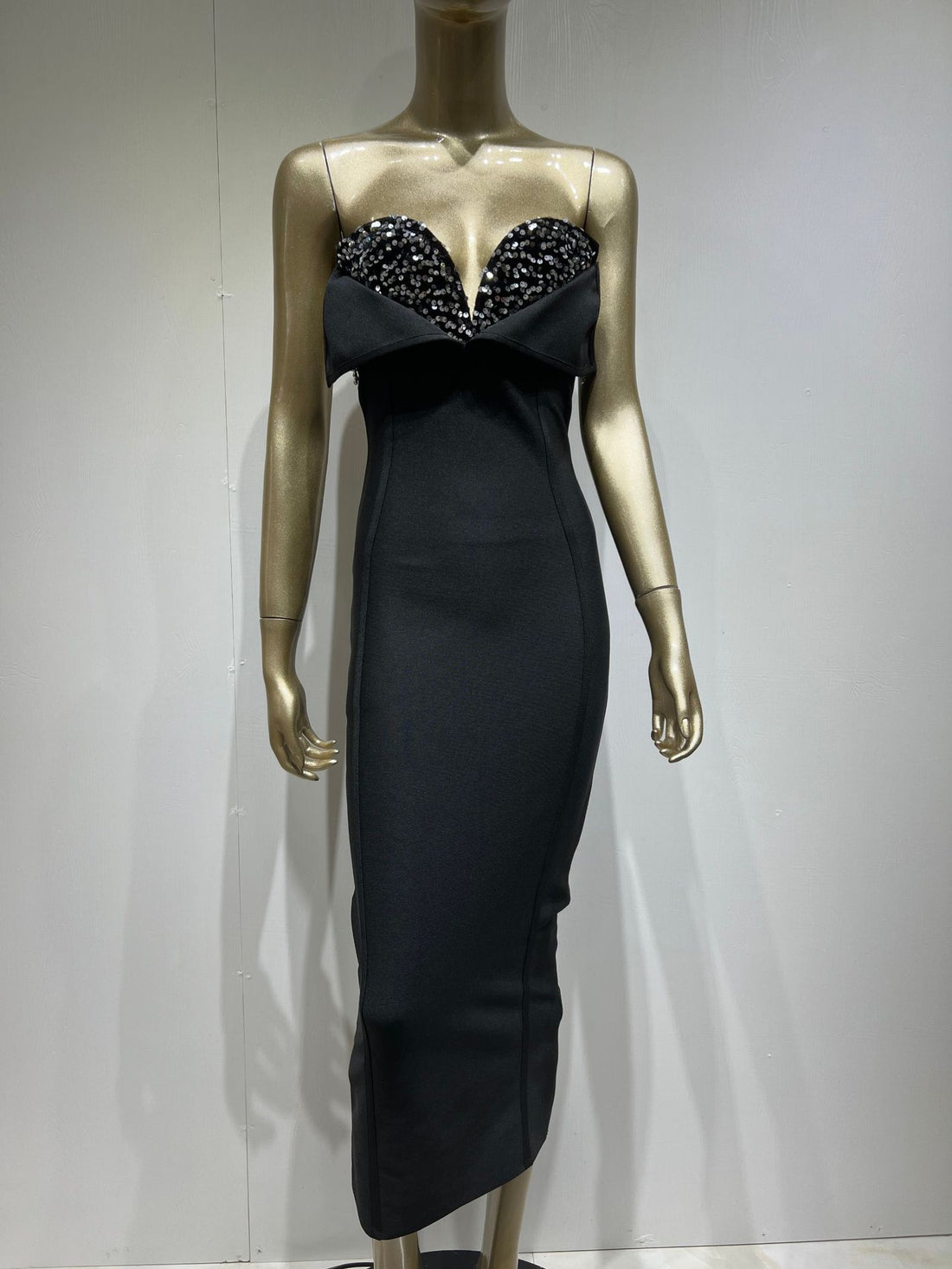 Black Sweetheart Bandage Midi Dress