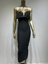 Black Sweetheart Bandage Midi Dress