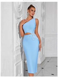 One-Shoulder Bow Bandage Dress
