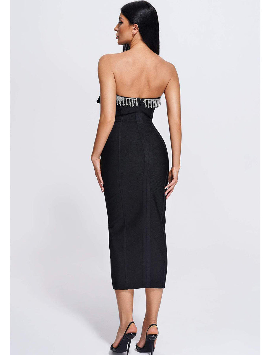Black Sweetheart Bandage Midi Dress