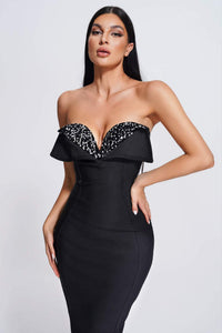 Black Sequin Tube Maxi Dress