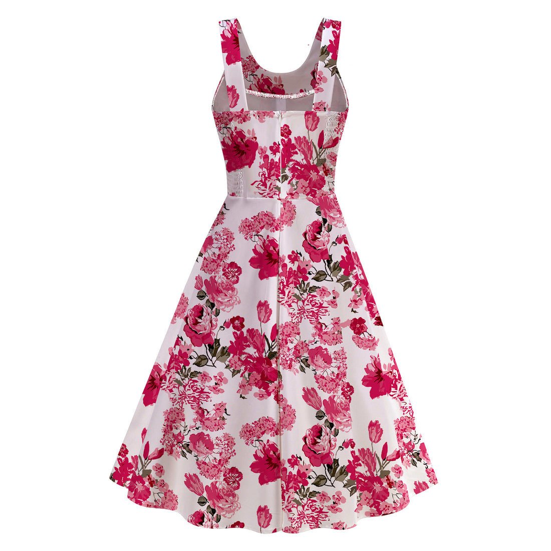 1950s Retro Printed A-Line Prom Dress