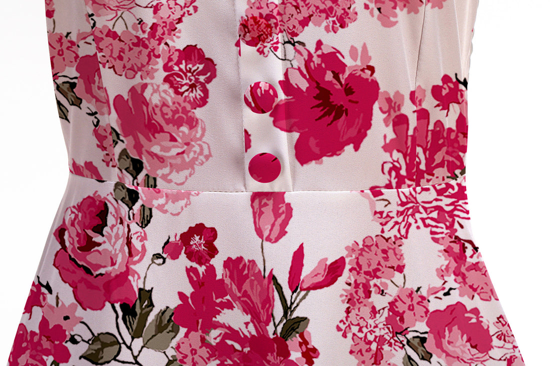 1950s Retro Printed A-Line Prom Dress