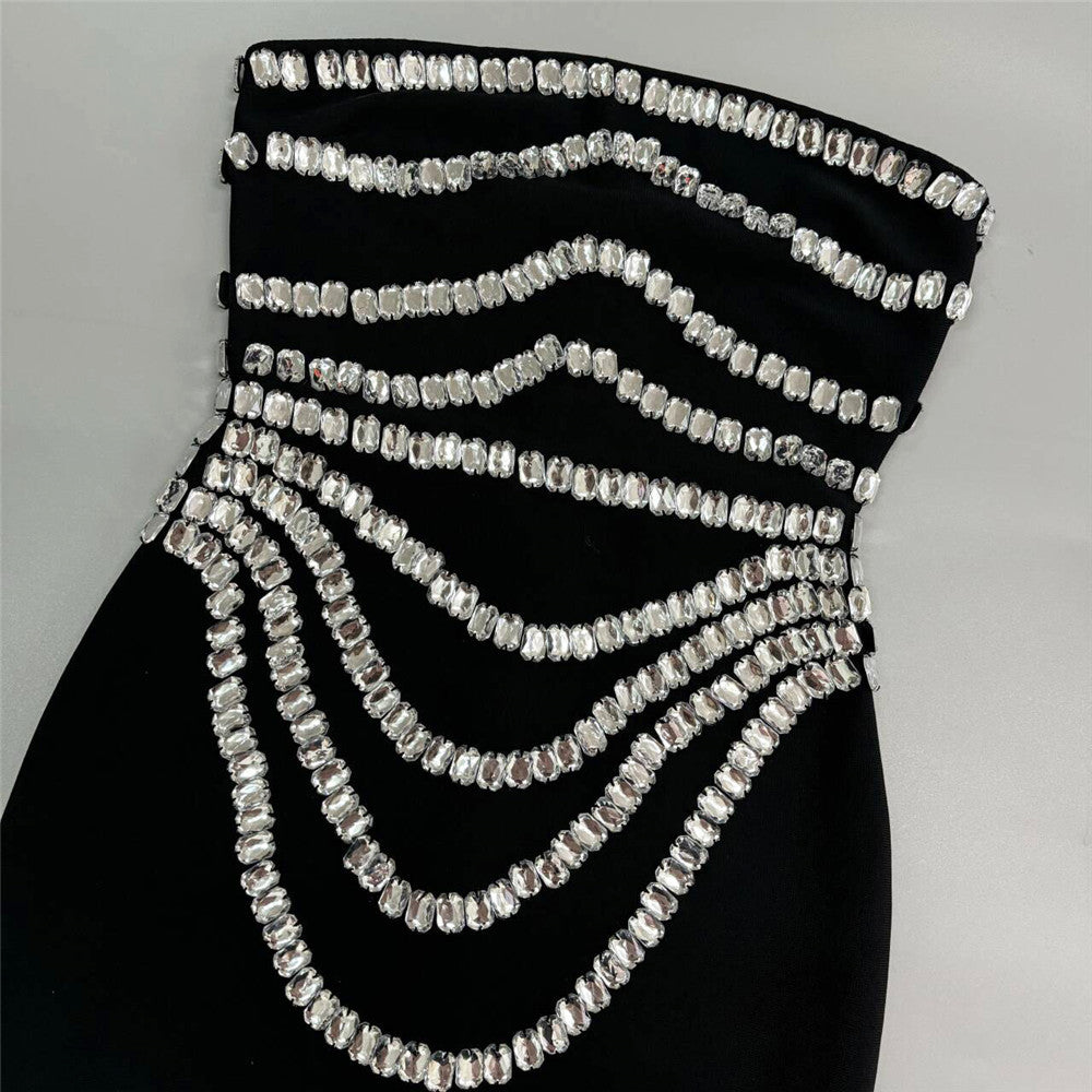 Rhinestone Bandage Evening Dress
