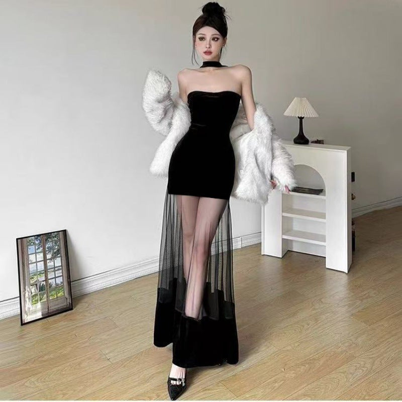 Velvet Mesh Birthday Party Dress